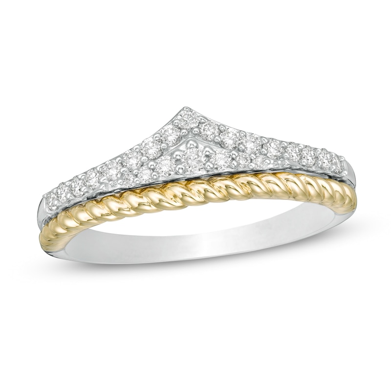 1/4 CT. T.W. Diamond Princess Tiara Lasso Ring in Sterling Silver and 10K Gold